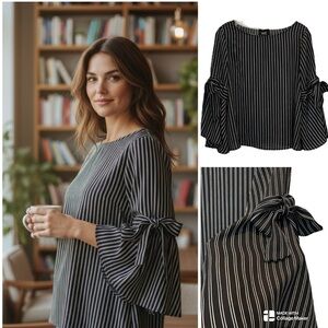 Anthropologie W5 black and white striped top